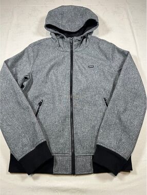 Levis Mens Full Zip Hooded Fleece Lined Jacket Gray Size